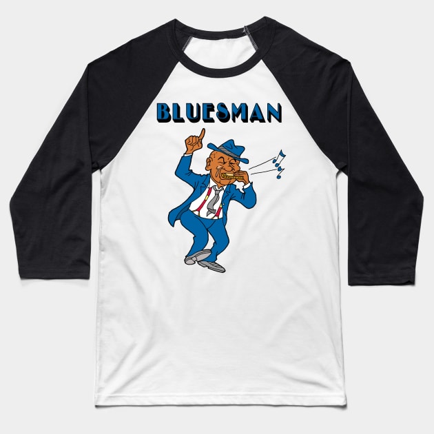 Bluesman Baseball T-Shirt by AceToons